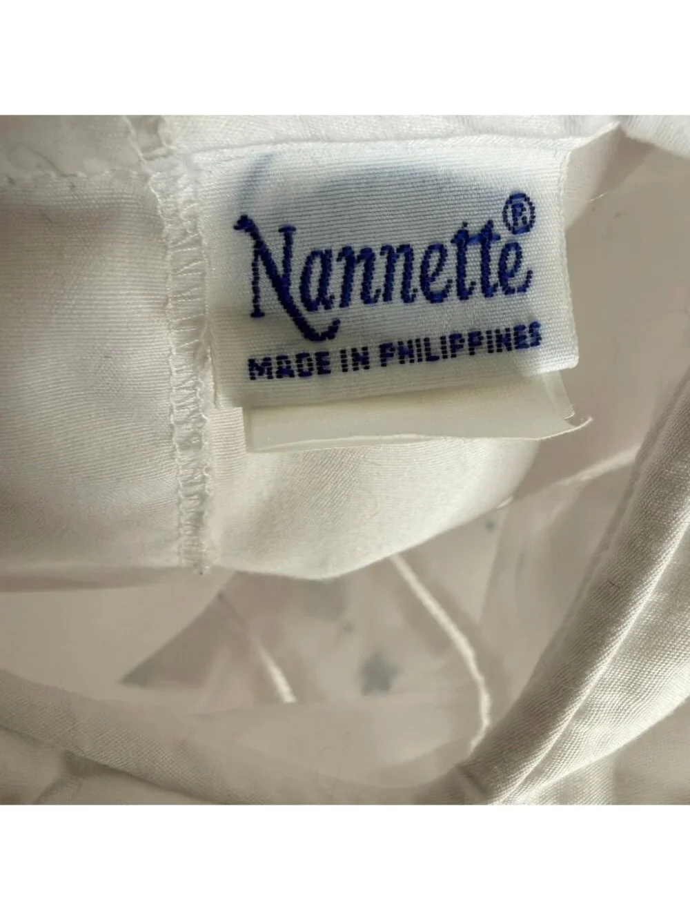VTG Nannette Baby Boy Outfit White Blue Embroidered Romper Short Shirt Button 6M
